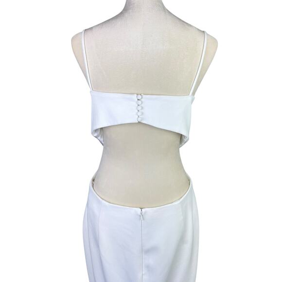 Jenny Yoo Collection The Leia White Open Back Formal Cocktail Sheath Midi Dress - Picture 8 of 13